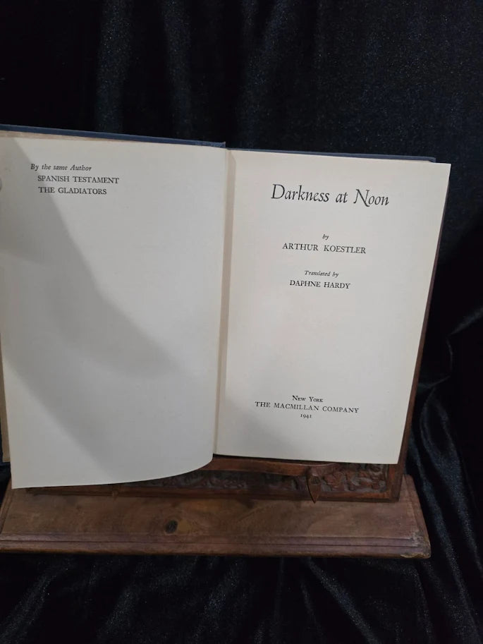Darkness at Noon by Arthur Koestler, 1941 Macmillan first American edition hardcover, view 4