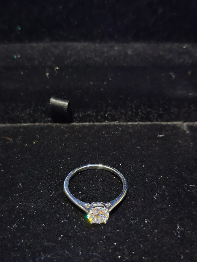 D’Joy 925 Sterling Silver Lab-Grown Diamond Solitaire Ring, Approx. 2 Carat Size 7