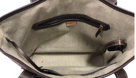 Dooney and Bourke Monogram Jacquard and Leather North South Tote Grey and Brown