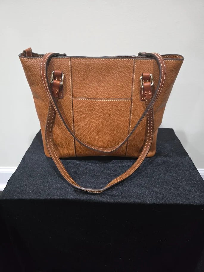 Dooney & Bourke Lexington Pebbled Leather Shopper Tote Camel Tan Shoulder Bag