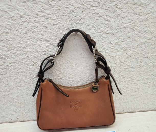 Dooney & Bourke 1975 Anniversary East-West Hobo Bag | Tan Pebbled Leather Shoulder Purse