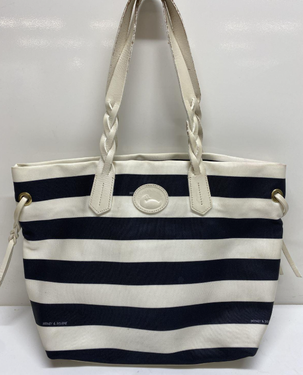 Dooney and Bourke nautical striped open-top shopper tote with braided straps, view 2