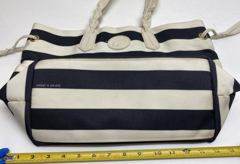 Dooney and Bourke nautical striped open-top shopper tote with braided straps, view 7