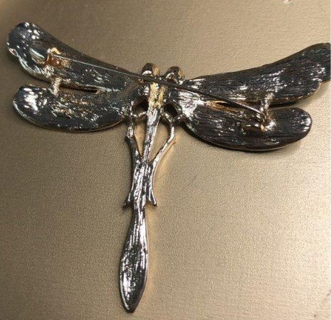 Green Dragonfly Rhinestone Enamel Brooch