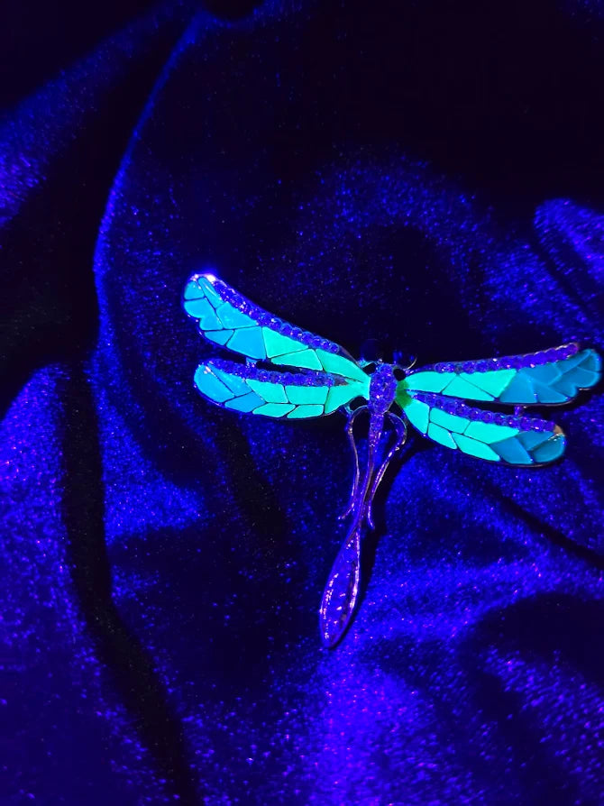 Green Dragonfly Rhinestone Enamel Brooch