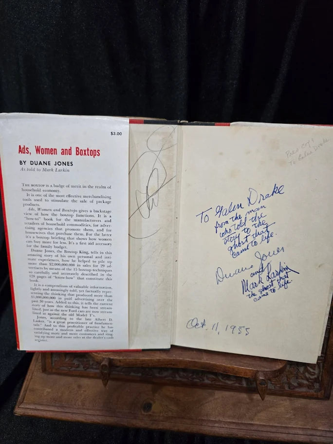 Ads, Women and Boxtops by Duane Jones, 1955 Printers' Ink Books hardcover with red dust jacket, view 3
