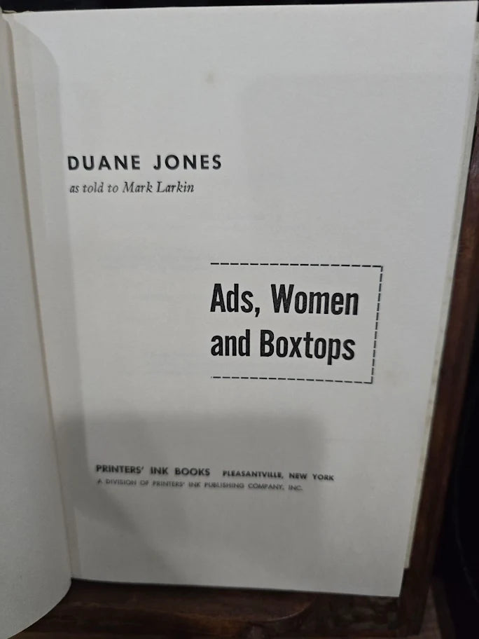 Ads, Women and Boxtops by Duane Jones, 1955 Printers' Ink Books hardcover with red dust jacket, view 5