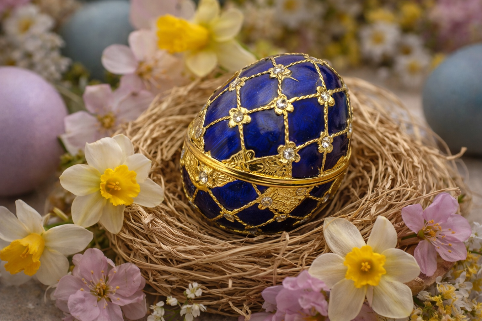 Vintage Enameled Egg Trinket Box