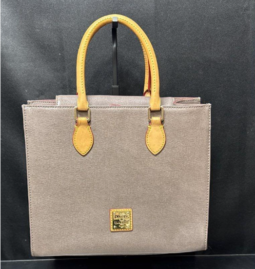 Dooney & Bourke Executive Saffiano Leather Tote Taupe Gray Structured Handbag
