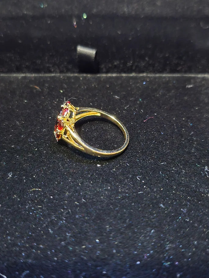 Gold Vermeil Pear-Cut Garnet Statement Ring, Approx. 3.0 CTW Solitaire Cocktail Ring