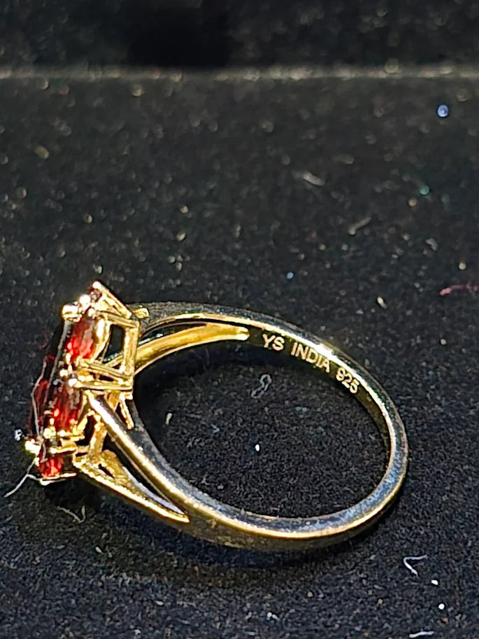 Gold Vermeil Pear-Cut Garnet Statement Ring, Approx. 3.0 CTW Solitaire Cocktail Ring