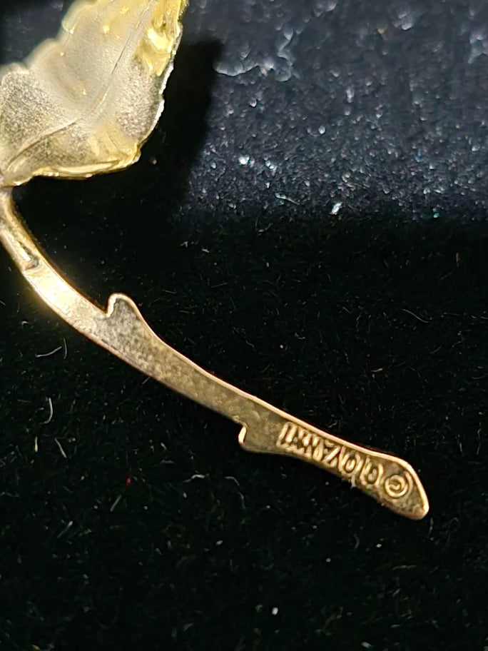 Giovanni “Rose of Love” Gold-Tone Rose Brooch with Original Box & Poem Card