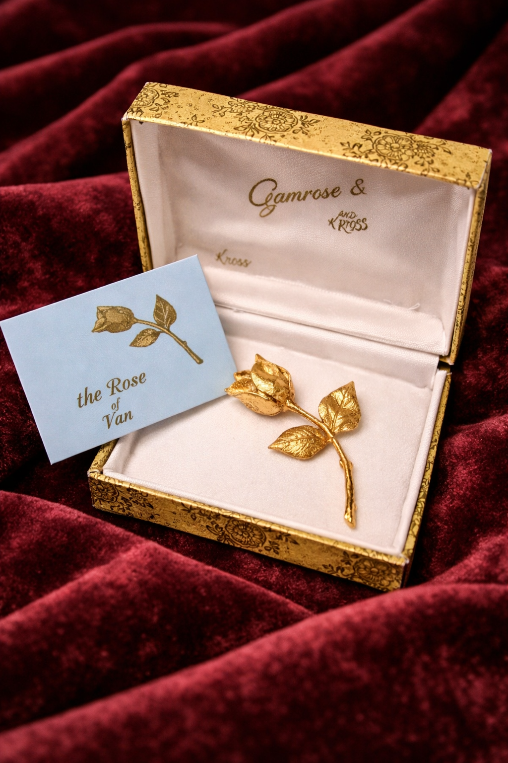 Giovanni “Rose of Love” Gold-Tone Rose Brooch with Original Box & Poem Card