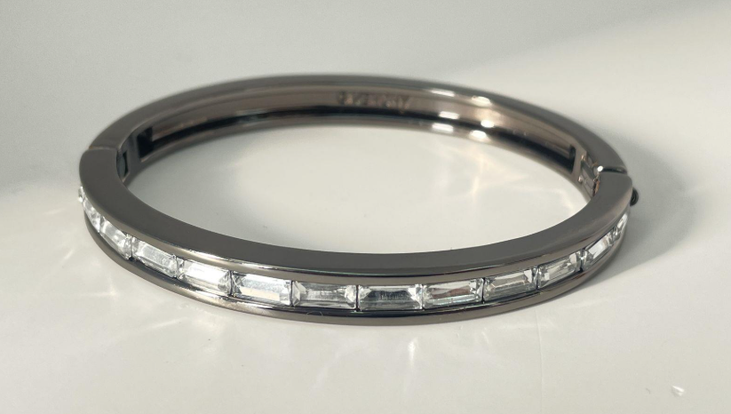 Givenchy Rhinestone Crystal Hinged Bangle Bracelet (Signed)