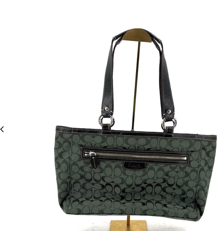 Coach hunter green signature pattern gallery tote with zip pocket and shoulder straps, view 2