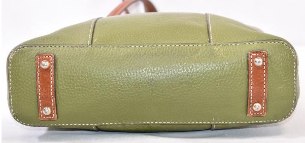 Dooney and Bourke Lexington Green Pebble Grain Leather Tote Brown Strap Shoulder Bag
