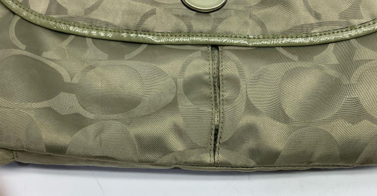 Coach Signature Nylon Crossbody Messenger Bag | Olive Green Lightweight Travel Tablet Bag