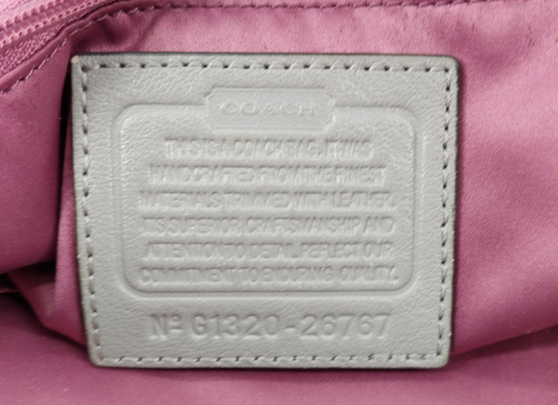 Coach Gray Signature Canvas Tote | Leather Trim Shoulder Bag Silver Hardware Classic Coach