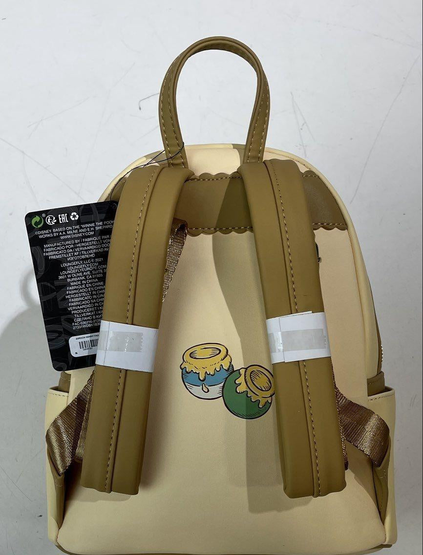 Cream faux leather mini backpack with Winnie the Pooh and floral artwork, view 3