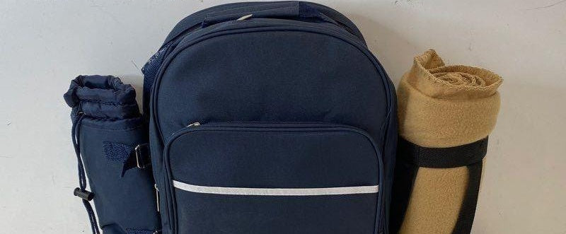 Picnic at Ascot navy picnic backpack for four with blanket, plates, cups and utensils, view 5