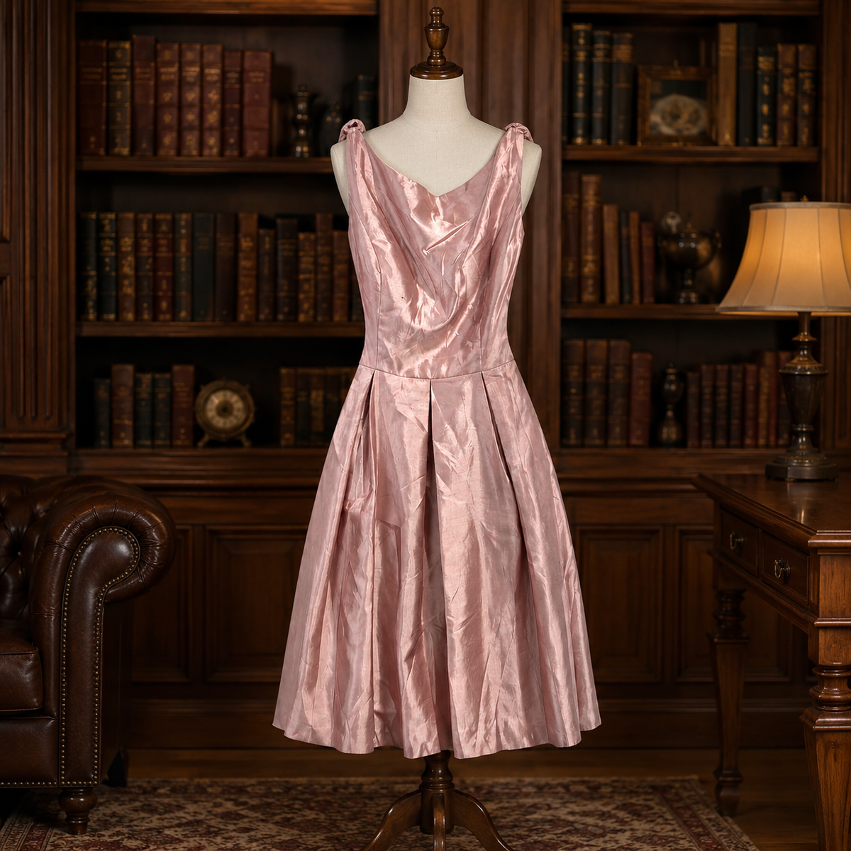 Jasmine Bridesmaids Misty Pink high neck satin dress, size 12, view 2