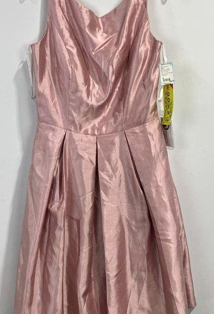 Jasmine Bridesmaids Misty Pink high neck satin dress, size 12, view 4