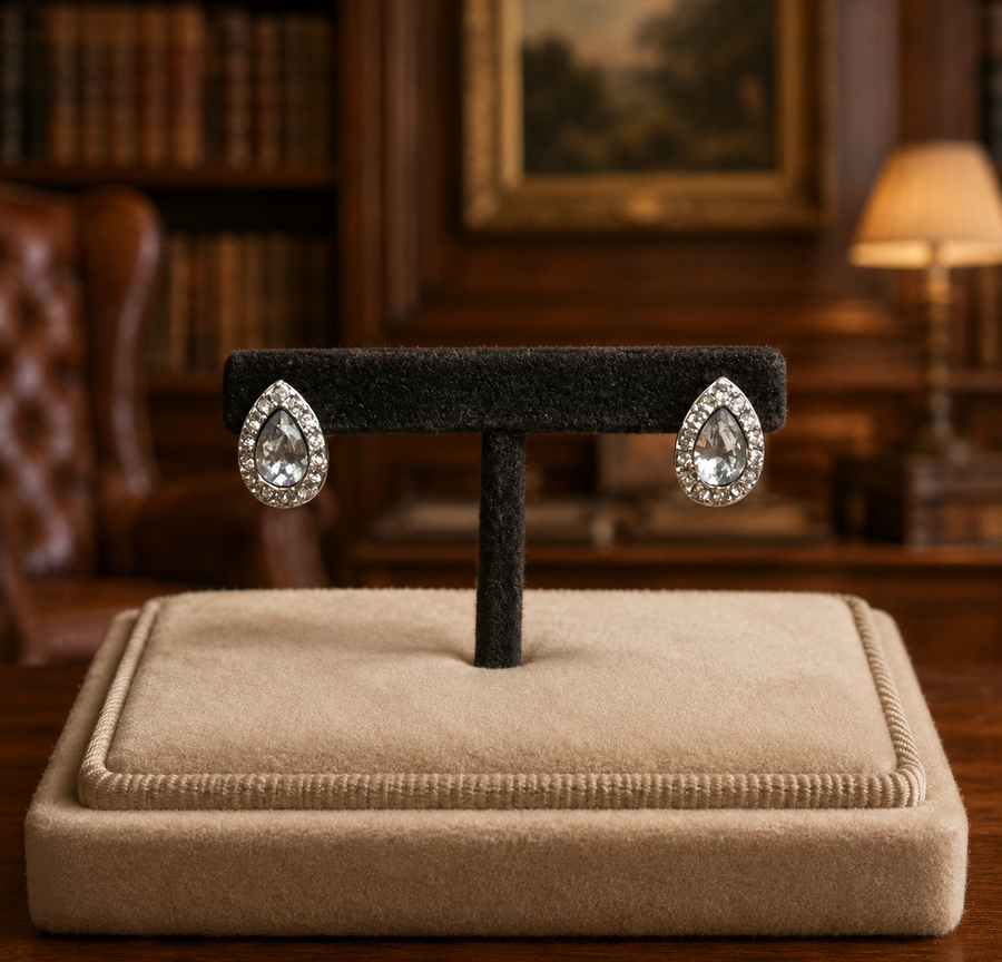 Givenchy silver-tone clear rhinestone stud earrings
