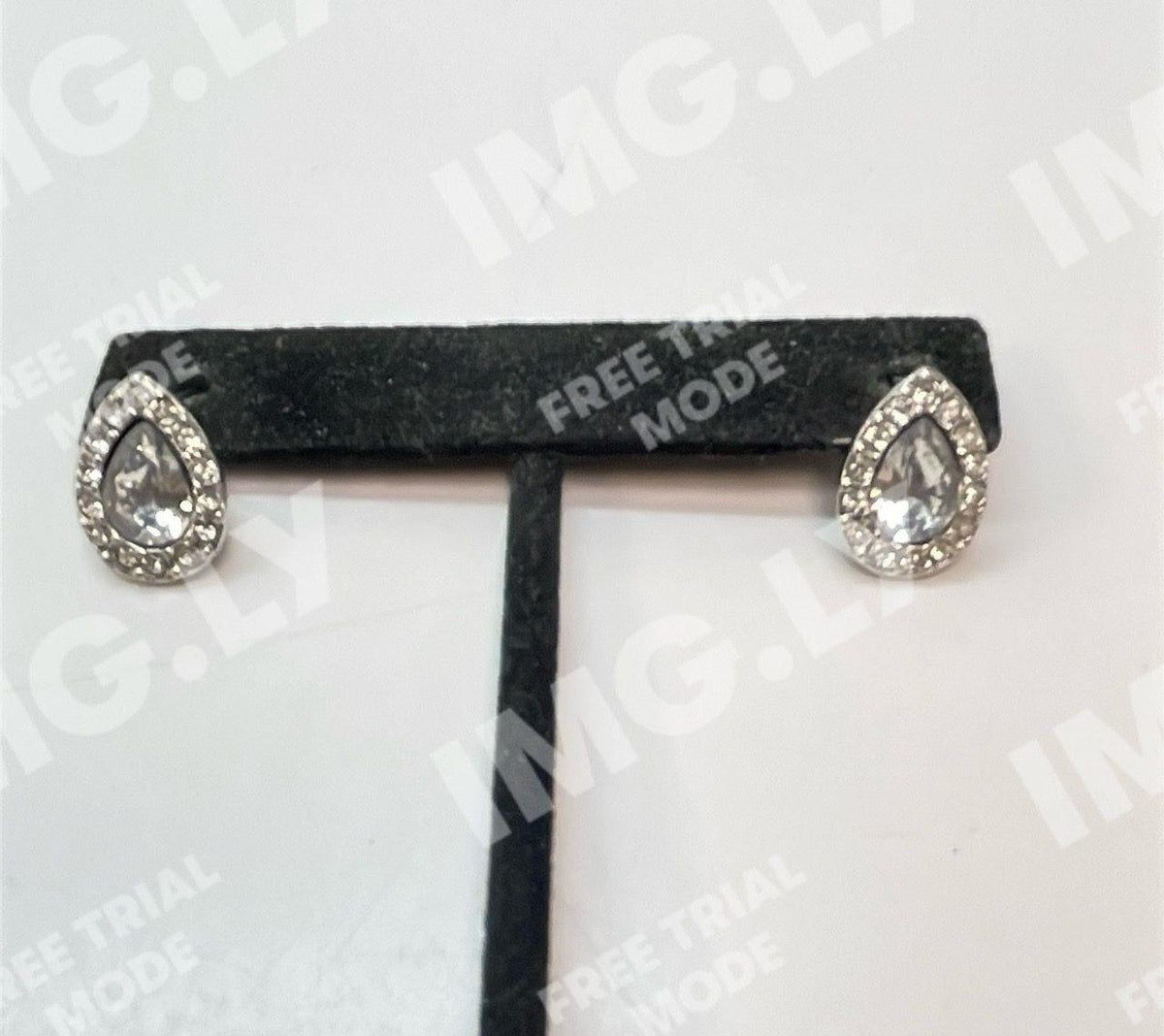 Givenchy silver-tone clear rhinestone stud earrings, view 4