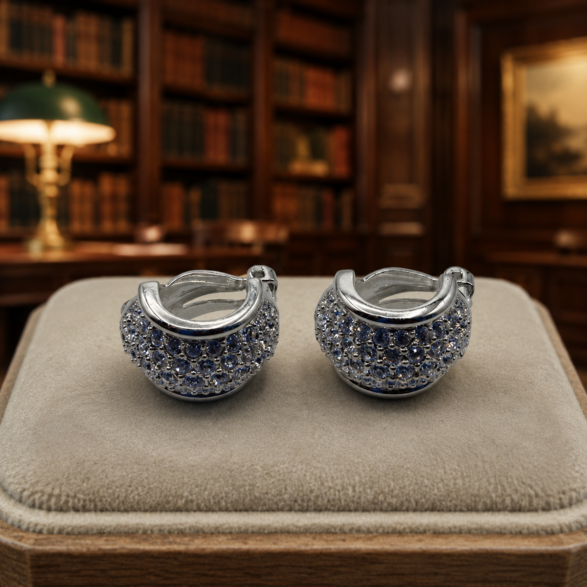 Swarovski silver-tone huggie clip earrings with pavé crystal fronts