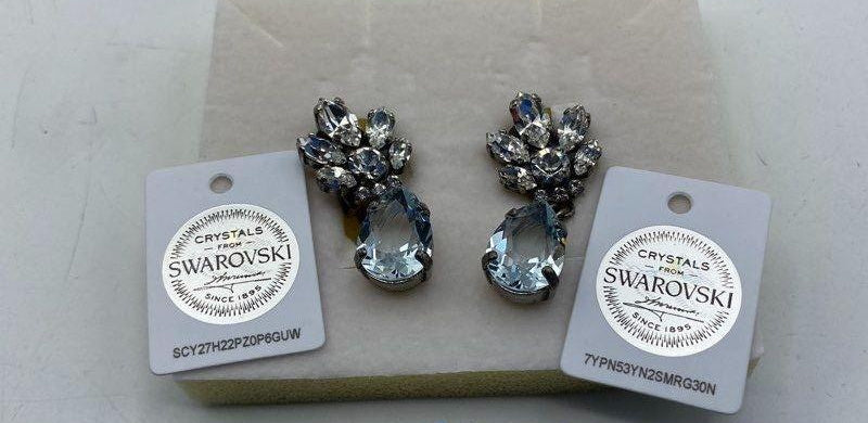 Petite Delights by Ilona Rubin Swarovski Blue Crystal Teardrop Clip Earrings