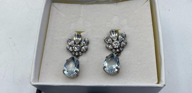 Petite Delights by Ilona Rubin Swarovski Blue Crystal Teardrop Clip Earrings