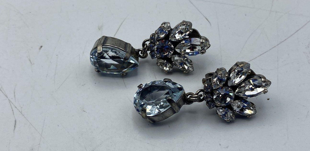 Petite Delights by Ilona Rubin Swarovski Blue Crystal Teardrop Clip Earrings