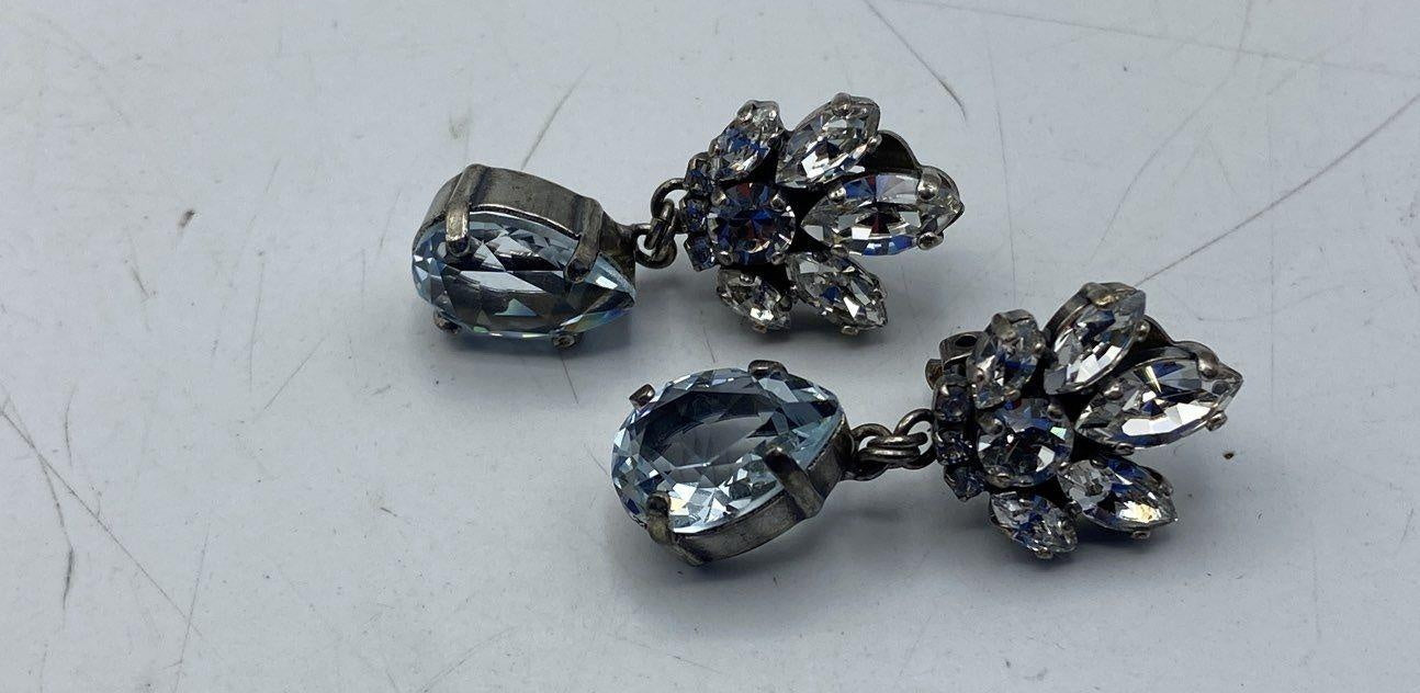 Petite Delights by Ilona Rubin Swarovski Blue Crystal Teardrop Clip Earrings