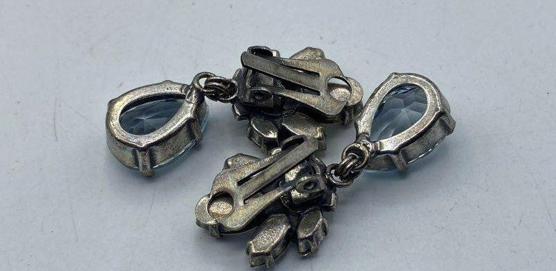 Petite Delights by Ilona Rubin Swarovski Blue Crystal Teardrop Clip Earrings