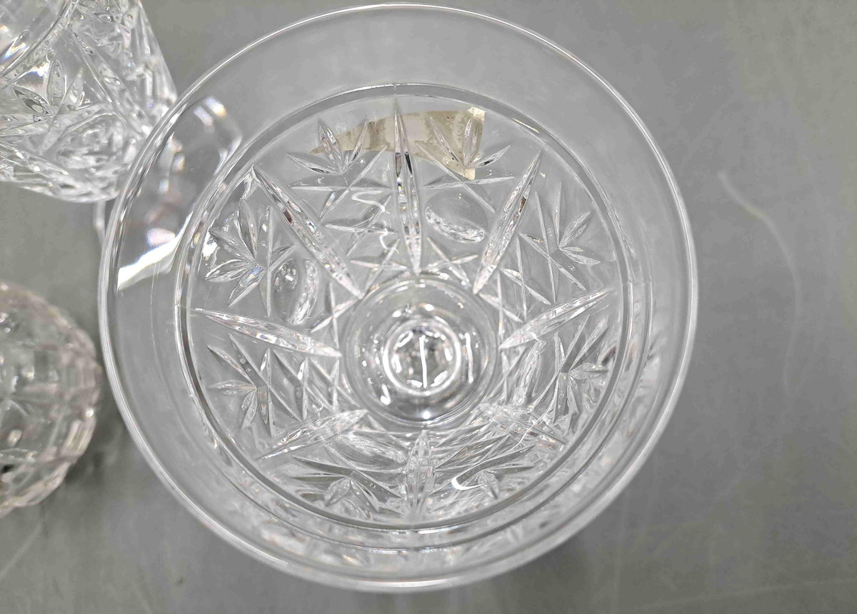 Set of 4 Italy RCR Royal Crystal Rock 24% Lead Crystal Wine Glasses and Cruet