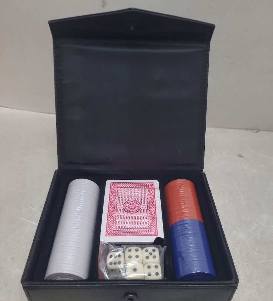 Sealed Playing Card Deck Poker Chip and Dice Kit in Case