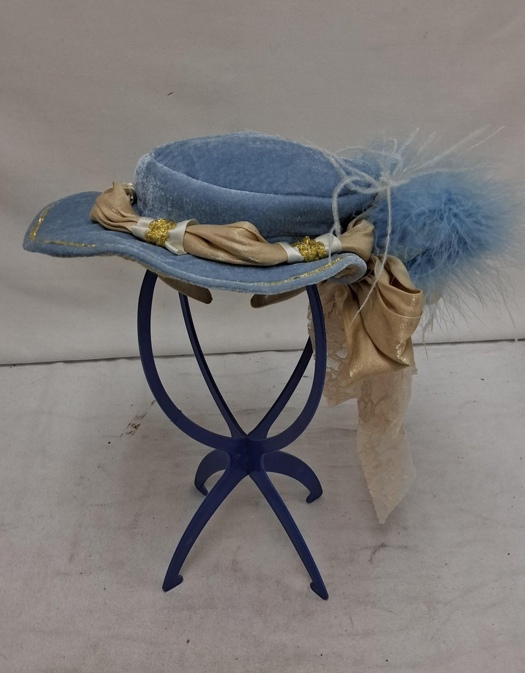 Paradise Blue and Gold Costume Hat with Feathers