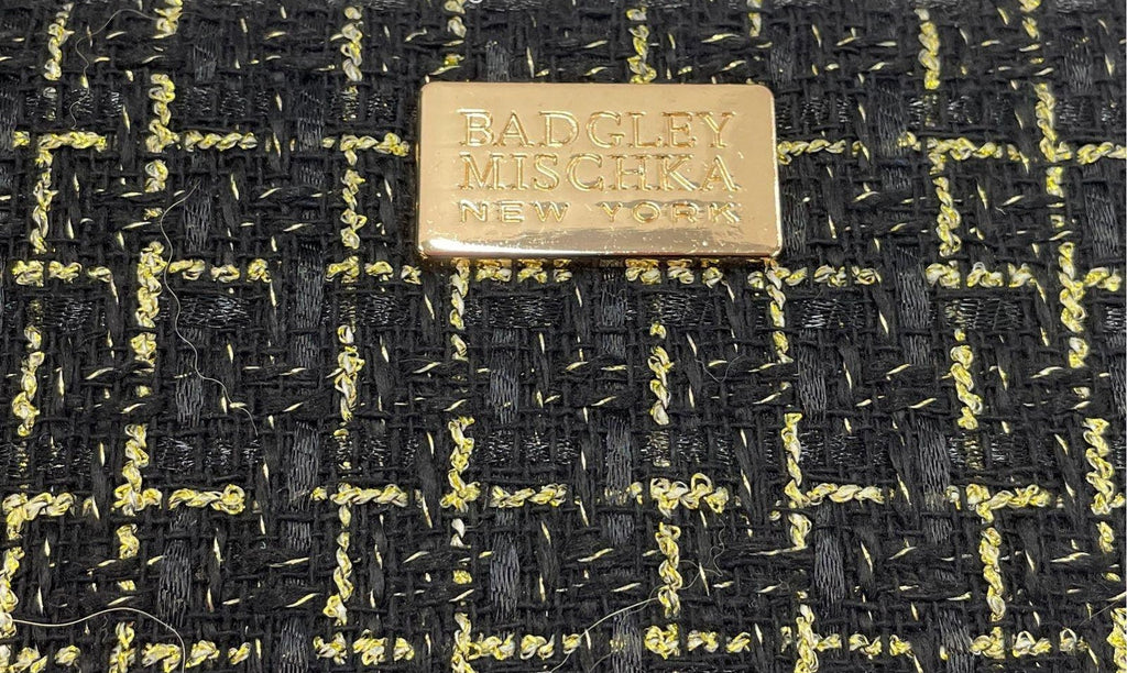 3 (REVISE LISTING - Fixed) Badgley Mischka Women's Black Gold Tweed Handbag & Wallet Set
