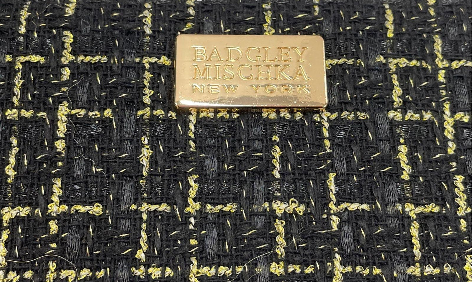 3 (REVISE LISTING - Fixed) Badgley Mischka Women's Black Gold Tweed Handbag & Wallet Set