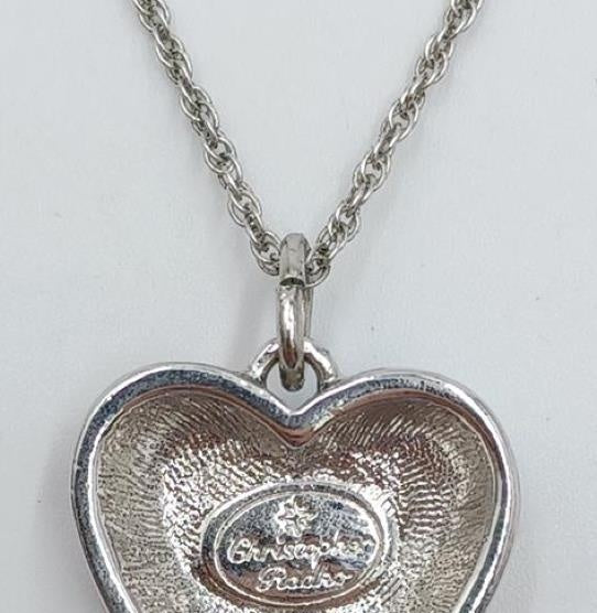 Christopher Radko Patriotic USA Flag Heart Pendant Necklace 20"