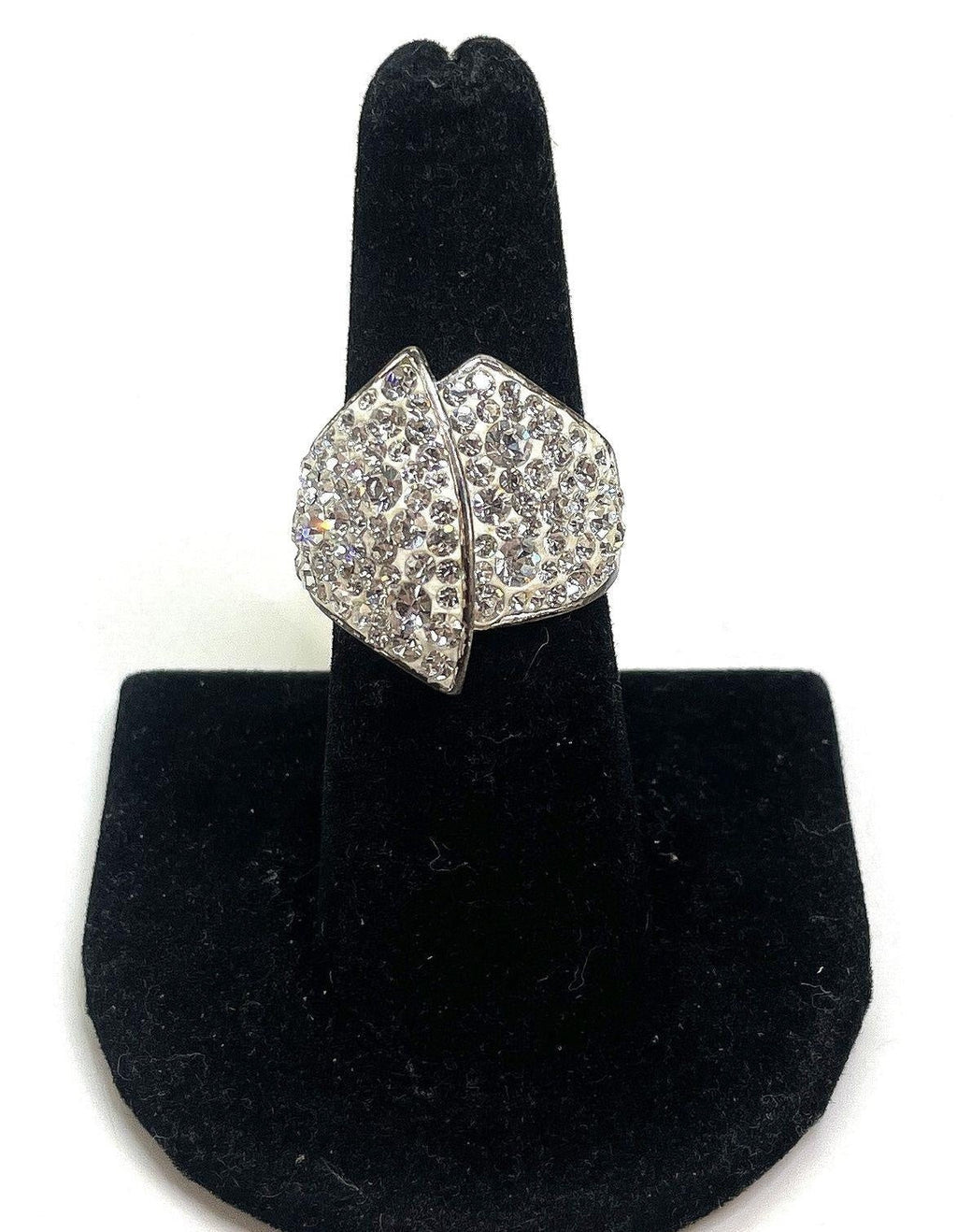 Vintage Brass Silver Tone Icy Wrap Ring 7.3g