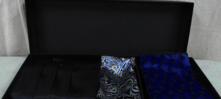 Hanger Platinum Men's Formal Wear Accessory Kit Tie Cummerbund Pocket Square Set Blue