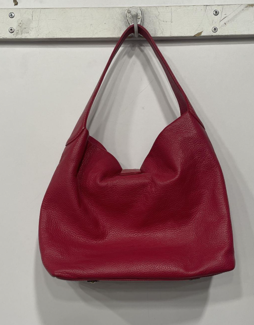 Vintage Dooney & Bourke Raspberry Red Pebbled Leather Hobo Bag | Gold ...