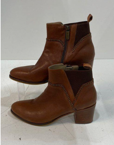 Italian Leather Ankle Booties Brown Heeled Side Zip Boots Women’s Size 8.5 (EU 39) Italeau