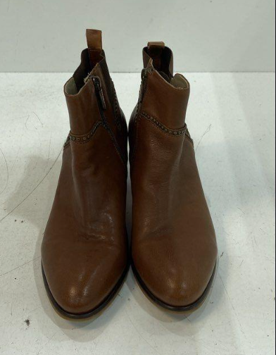 Italian Leather Ankle Booties Brown Heeled Side Zip Boots Women’s Size 8.5 (EU 39) Italeau