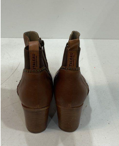 Italian Leather Ankle Booties Brown Heeled Side Zip Boots Women’s Size 8.5 (EU 39) Italeau