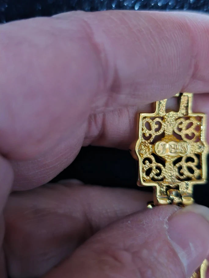 Camrose and Kross JBK Gold-Tone Bracelet with Blue Stones | Signed Vintage Couture Jewelry