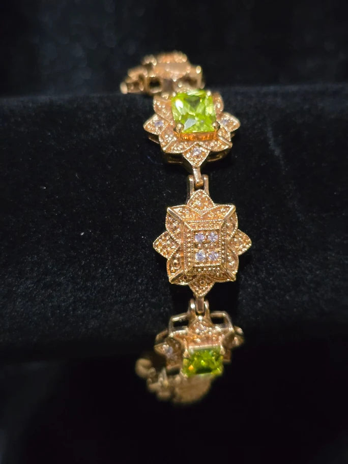 Camrose and Kross JBK Couture Bracelet with Green & Clear Stones | Vintage Designer Jewelry