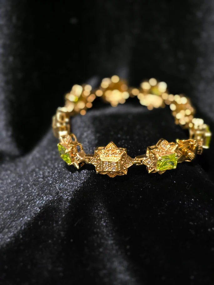 Camrose and Kross JBK Couture Bracelet with Green & Clear Stones | Vintage Designer Jewelry