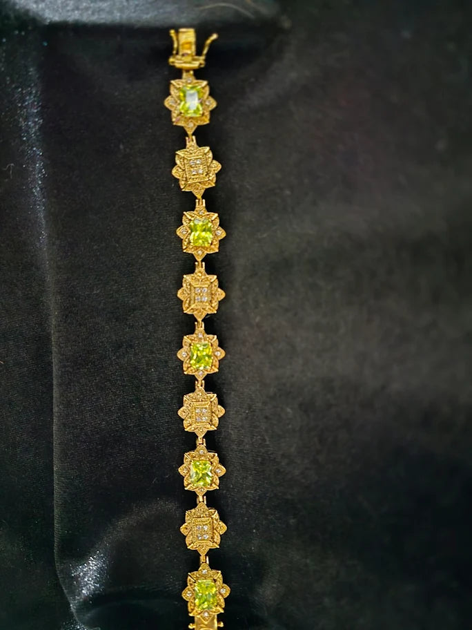 Camrose and Kross JBK Couture Bracelet with Green & Clear Stones | Vintage Designer Jewelry